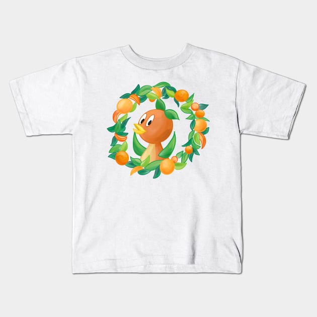 Little Orange Bird Wreath Kids T-Shirt by sketchcot